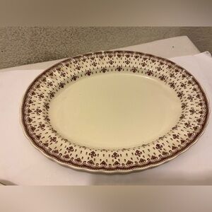 Spode Patterned oval Plate Fleur de Lys Brown (Earthenware) 12.5”x9”